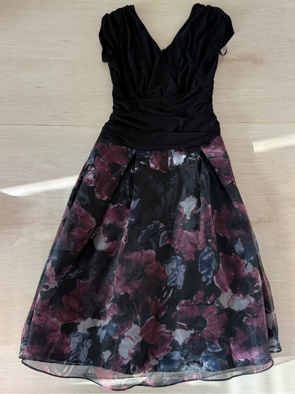 SLNY Black V-Neck Fit & Flare Dress